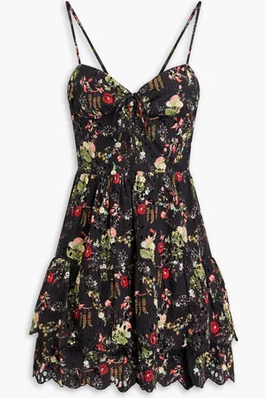 ALICE+OLIVIA Alice Olivia - Tiered floral-print broderie anglaise cotton mini dress