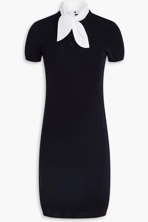 Claudie Pierlot Poplin-trimmed knitted mini dress - Blue