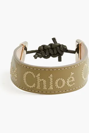 Chloé Woody embroidered leather bracelet - Green