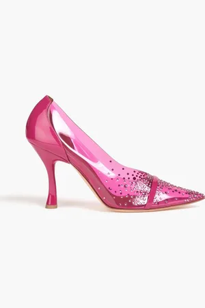 MALONE SOULIERS Joan 90 crystal-embellished PVC and patent-leather pumps - Pink