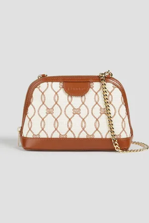 Sandro Leather-trimmed printed canvas cross-body bag - White