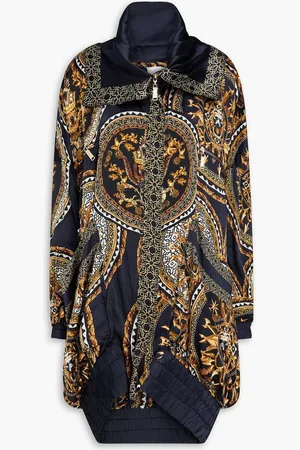 Camilla Embellished printed silk-satin jacket - Blue