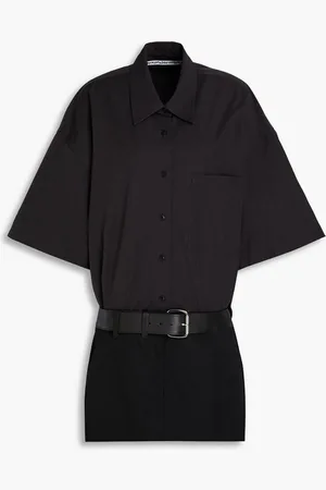 Alexander Wang Belted cotton-blend poplin mini shirt dress