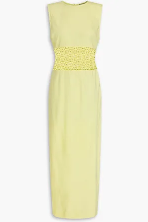 Simkhai Macramé-paneled linen-blend midi dress - Yellow