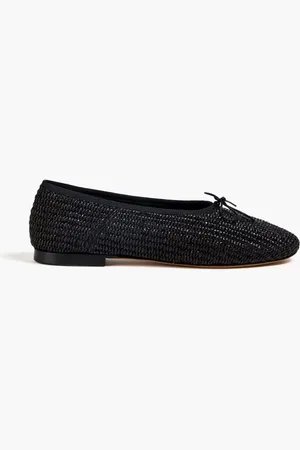 Mansur Gavriel Bow-detailed raffia ballet flats