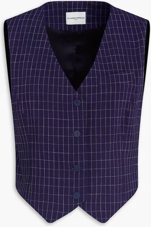 Claudie Pierlot Checked grain de poudre vest - Blue