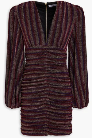 Rebecca Vallance Aisha ruched striped lamé mini dress