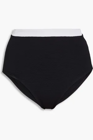 Casa Raki Marina two-tone piqué high-rise bikini briefs