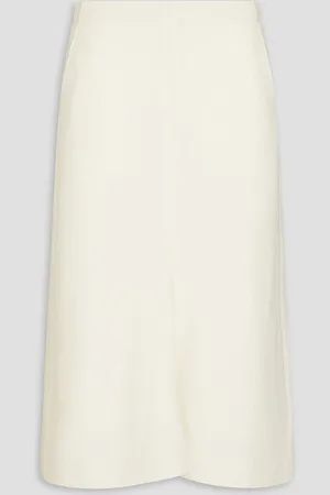 tibi Brushed wool-blend midi skirt - White