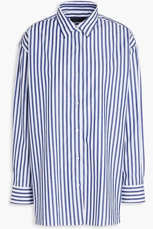 NILI LOTAN Yorke striped cotton-poplin shirt - Blue