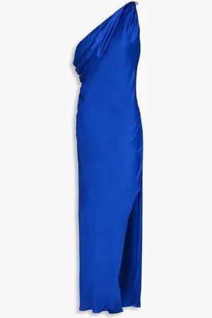 Nicholas One-shoulder satin maxi dress - Blue