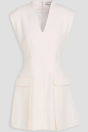 Claudie Pierlot Pleated checked bouclé-tweed mini dress - White