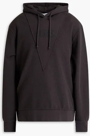 J.W.Anderson Embroidered French cotton-terry hoodie - Gray