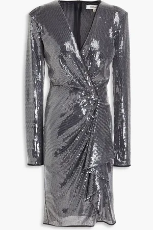 Diane von Furstenberg Lexa wrap-effect sequined tulle mini dress - Metallic