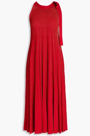 Elie saab Metallic ribbed-knit midi dress