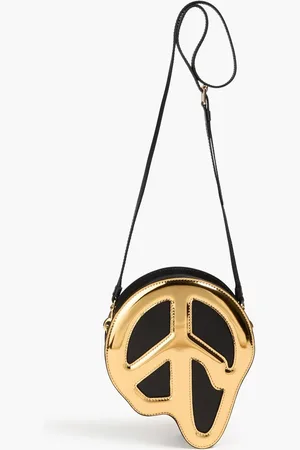 Moschino Morphed Peace metallic leather cross-body bag - Metallic