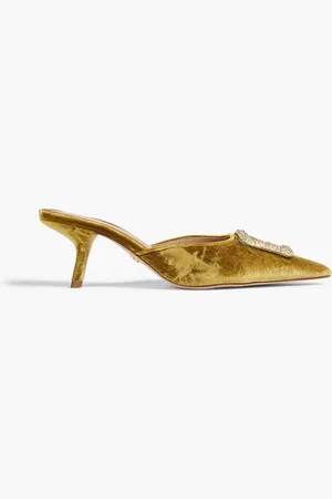Sam Edelman Embellished velvet mules - Yellow
