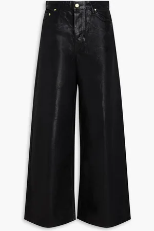 Ganni Coated high-rise wide-leg jeans