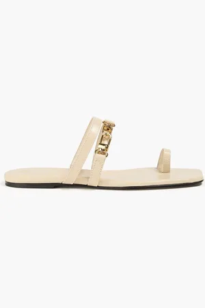 Totême Embellished croc-effect leather sandals - Neutral