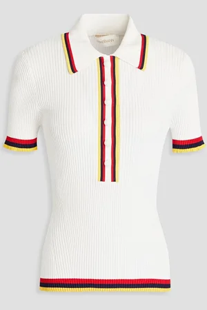 ZIMMERMANN Ribbed-knit polo shirt - White