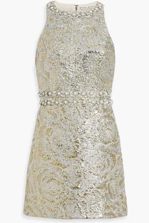 ALICE+OLIVIA Alice Olivia - Dru embellished metallic brocade mini dress - Metallic