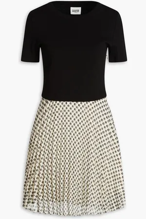 Claudie Pierlot Printed crepe and ribbed jersey mini dress
