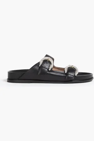 Stuart Weitzman Crystal-embellished leather sandals