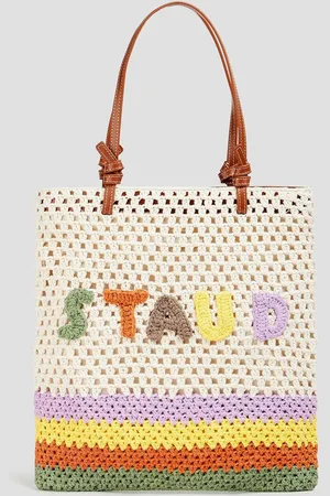 Staud Embroidered crocheted tote - White