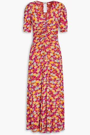 Diane von Furstenberg Koren reversible printed stretch-mesh midi dress - Purple