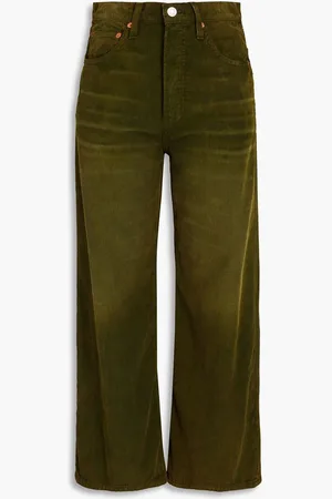 RE/DONE Cropped cotton-corduroy wide-leg pants - Green