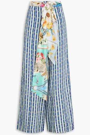 Camilla Printed piqué wide-leg pants