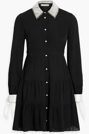 ALICE+OLIVIA Alice Olivia - Meeko embellished twill mini shirt dress