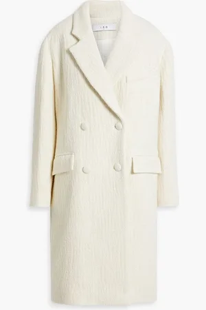 IRO Omari double-breasted cotton, wool and alpaca-blend bouclé-tweed coat - White