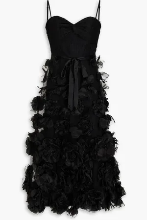 Marchesa Notte Appliquéd organza and tulle midi dress