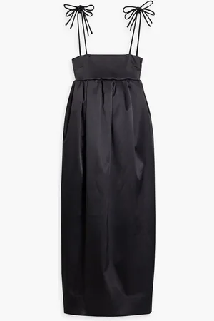 Ganni Gathered satin midi dress