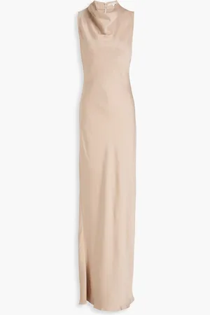 VERONICA BEARD Kura draped satin-crepe maxi dress - Neutral