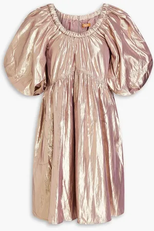 REJINA PYO Terry gathered lamé mini dress - Metallic