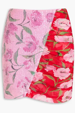 ROTATE Floral-print embellished crepon mini skirt - Pink