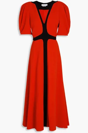 GABRIELA HEARST Luz pleated wool-crepe midi dress - Red