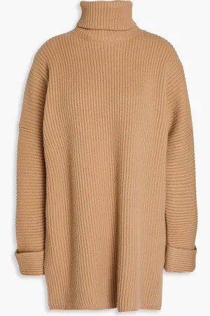 Max Mara Ribbed wool and cashmere-blend turtleneck sweater - Brown