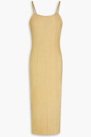 GENTRYPORTOFINO Ribbed lamé midi dress - Metallic