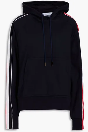 Thom Browne Striped French cotton-terry hoodie - Blue