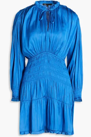 Maje Shirred satin mini dress - Blue