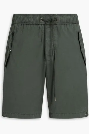 James Perse Stretch-cotton poplin drawstring shorts - Green