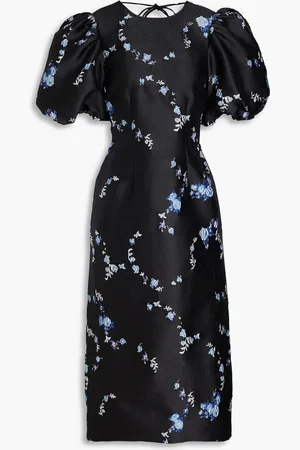 Ganni Open-back brocade midi dress