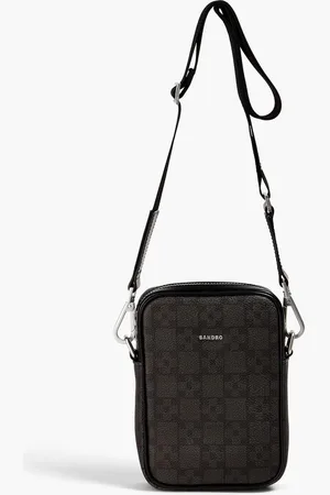 Sandro Printed faux textured leather shoulder bag - Gray