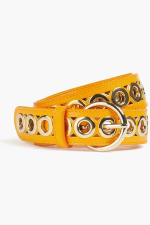 Sandro Eyelet-embellished leather belt - Yellow