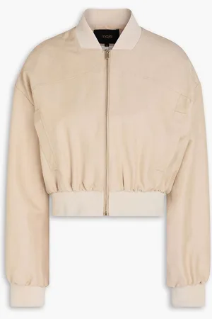Maje Linen and cotton-blend bomber jacket - Neutral