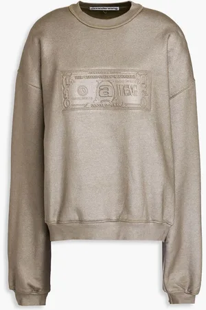 Alexander Wang Embossed metallic French cotton-terry sweatshirt - Neutral