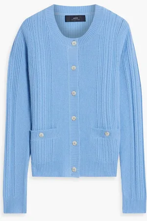 Arch4 Sunningdale ribbed pointelle-knit cashmere cardigan - Blue